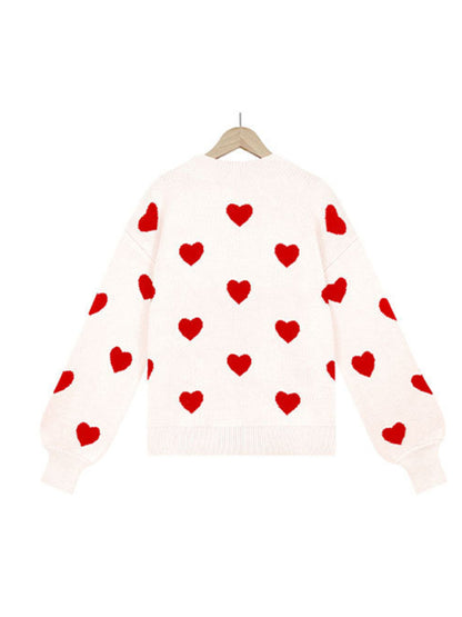 Valentine's Day Heart Pullover Women's Knitwear Large Size Loose Sweater