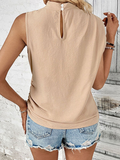 New solid color mid-collar women's tops